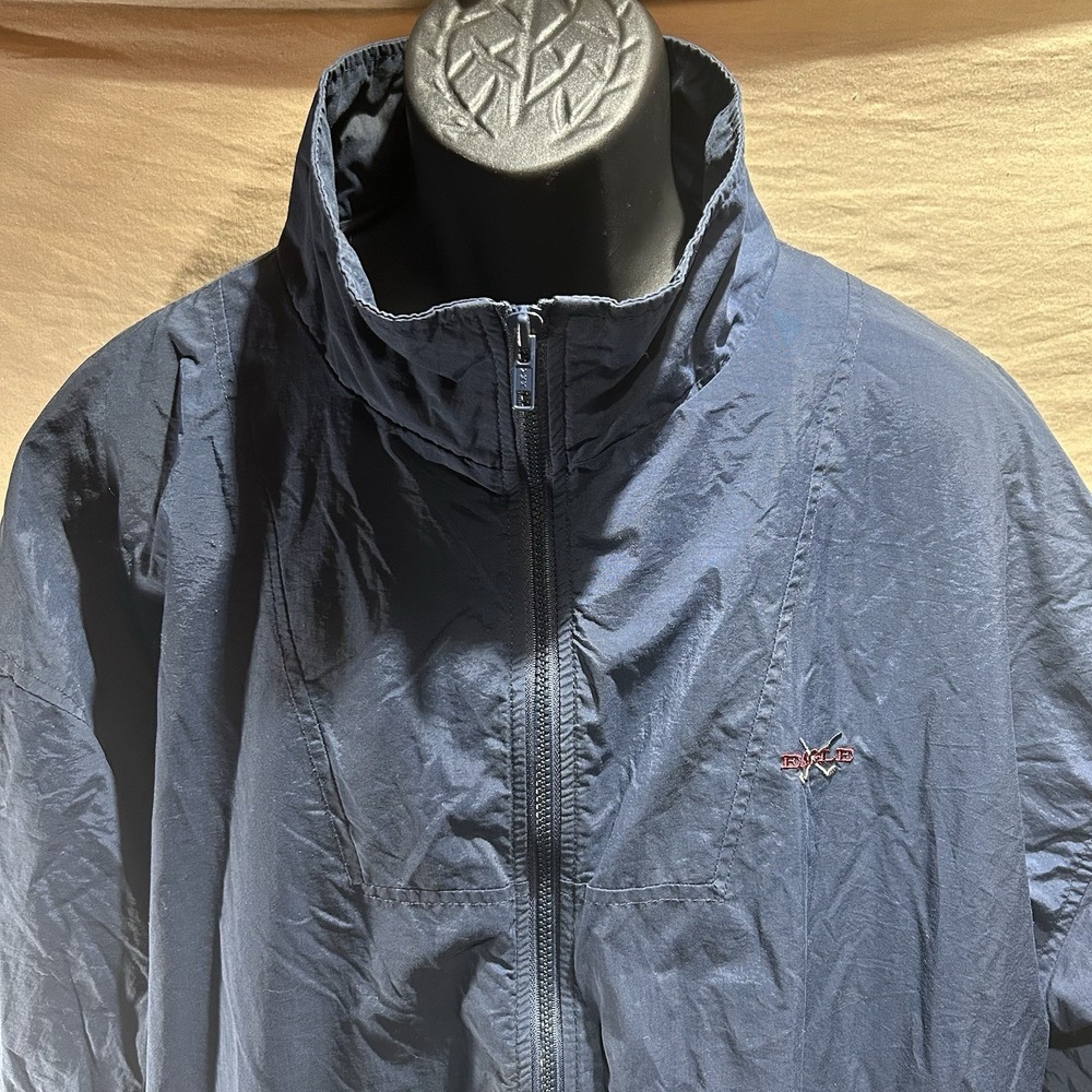 Vintage Eagle Golf Mens XXL Nylon Windbreaker Jacket Navy Blue Red Striped